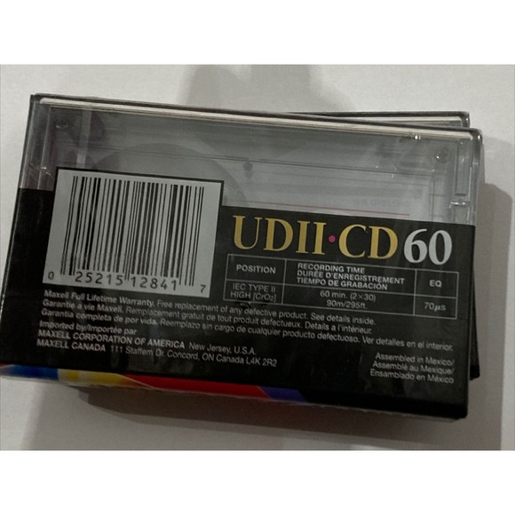 NEW & SEALED 2 MAXELL UD II CD 60 MIN HIGH BIAS CrO2 Audio Cassette Tapes Chrome - Picture 7 of 12